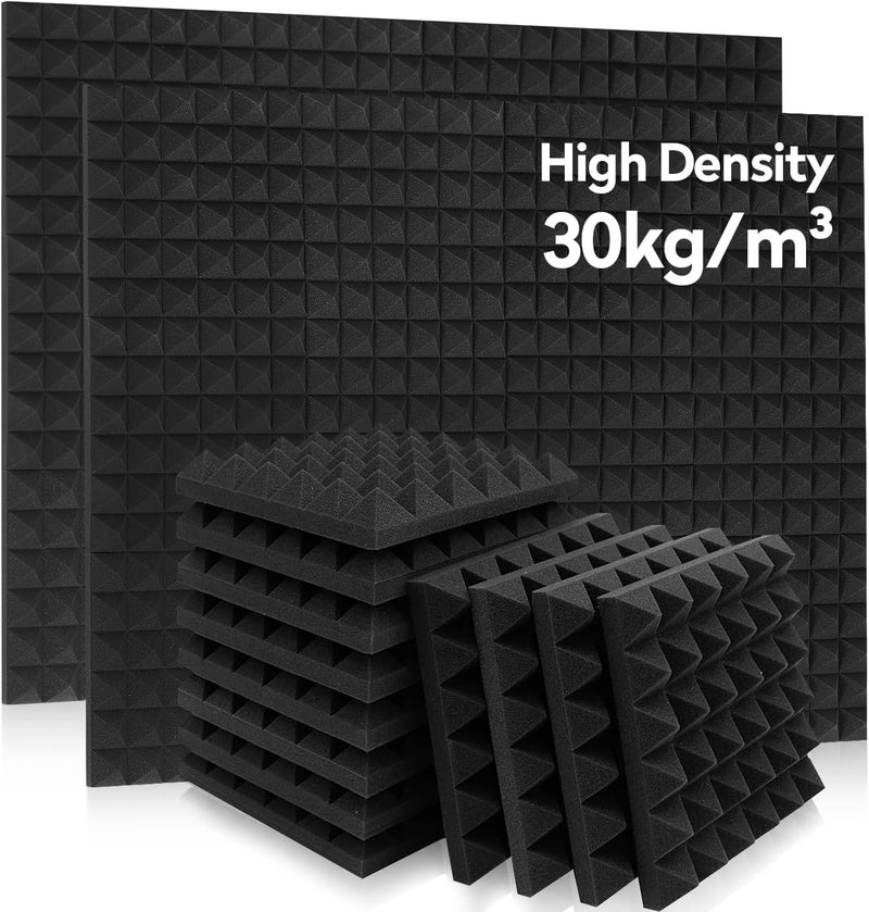 AUSLET 36 Pack Acoustic Panels 12 x 12 x 2 Inches, Pyramid Sound Proof Foam Panels for Wall, High Density Black Acoustic Foam Panels,Soundproof Wall Panels - Image 1